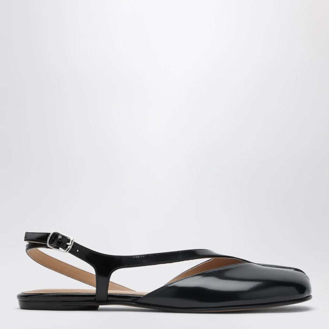 Maison Margiela - Black brushed leather Tabi slingback sandals