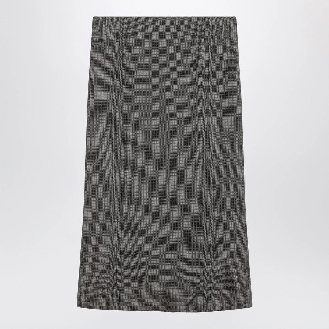 MM6 Maison Margiela - Brown and beige patterned wool midi skirt