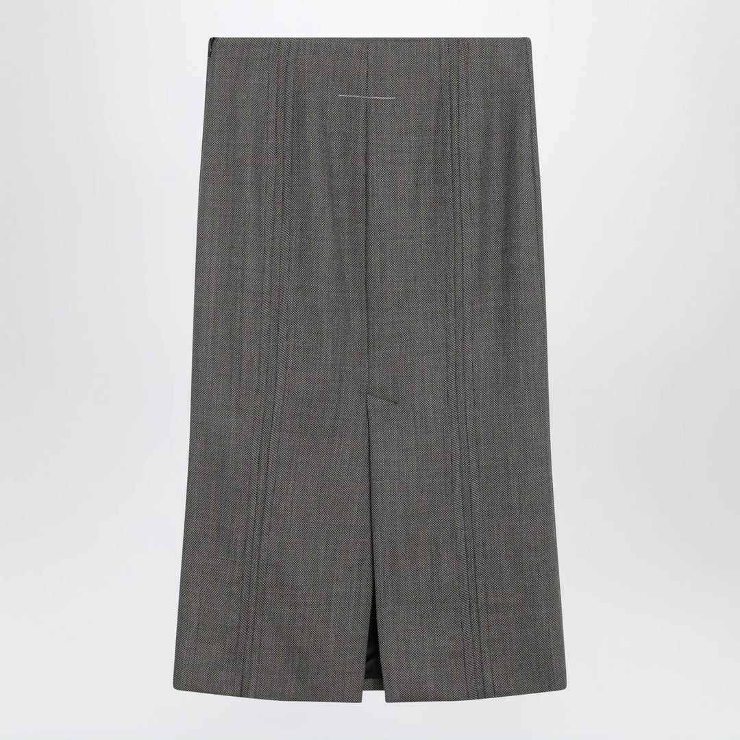 MM6 Maison Margiela - Brown and beige patterned wool midi skirt