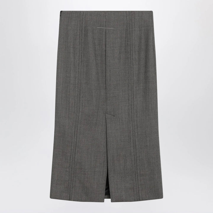 MM6 Maison Margiela - Brown and beige patterned wool midi skirt
