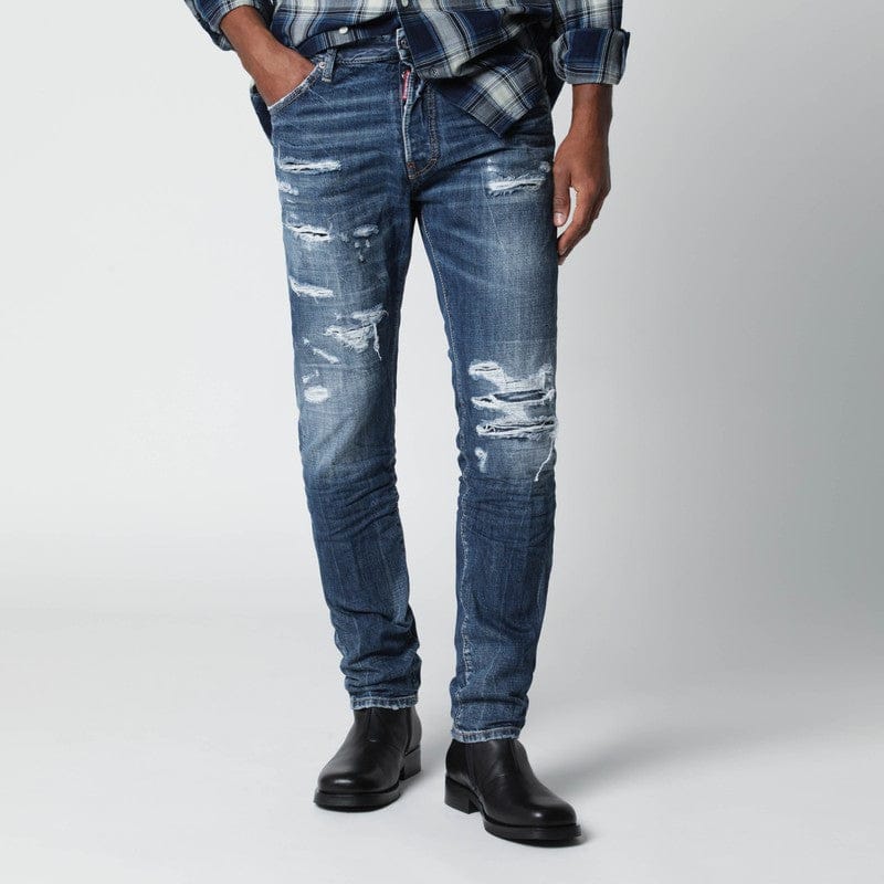 Pants Dsquared2 - Slim blue washed jeans with rips - 50 IT Brand