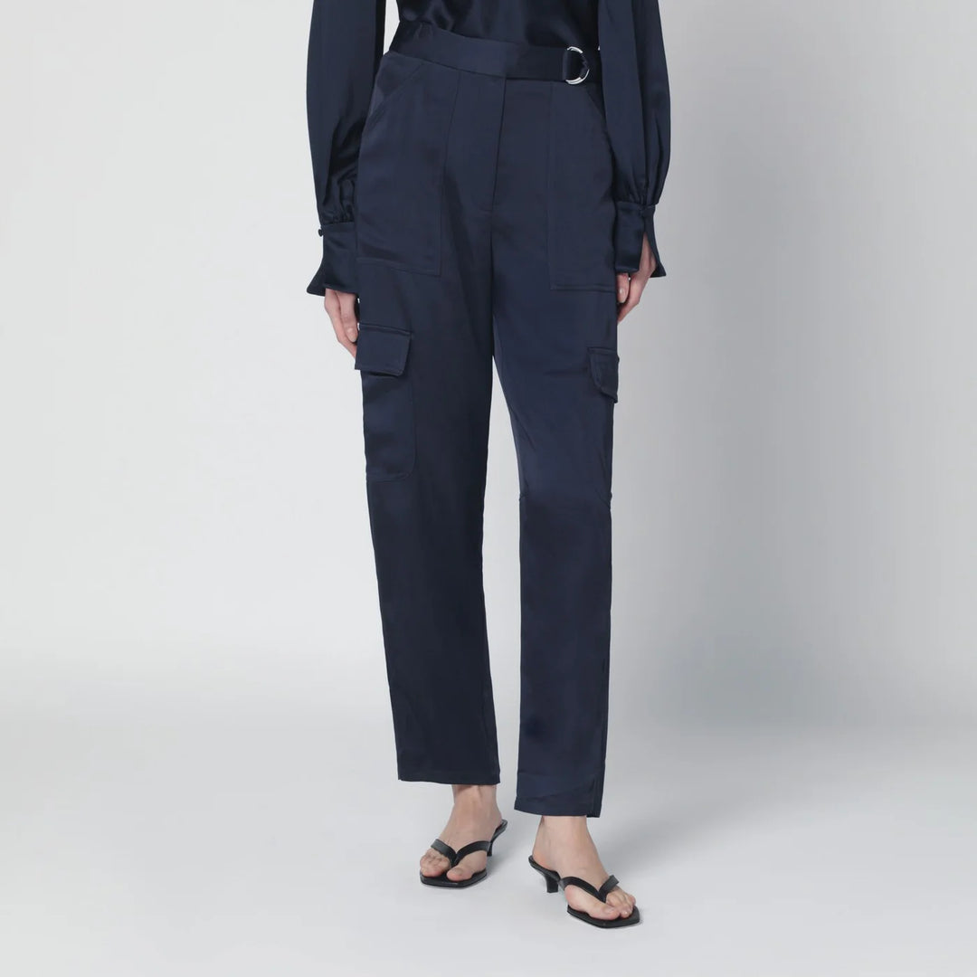 SIMKHAI - Carolina trousers in midnight blue shiny satin