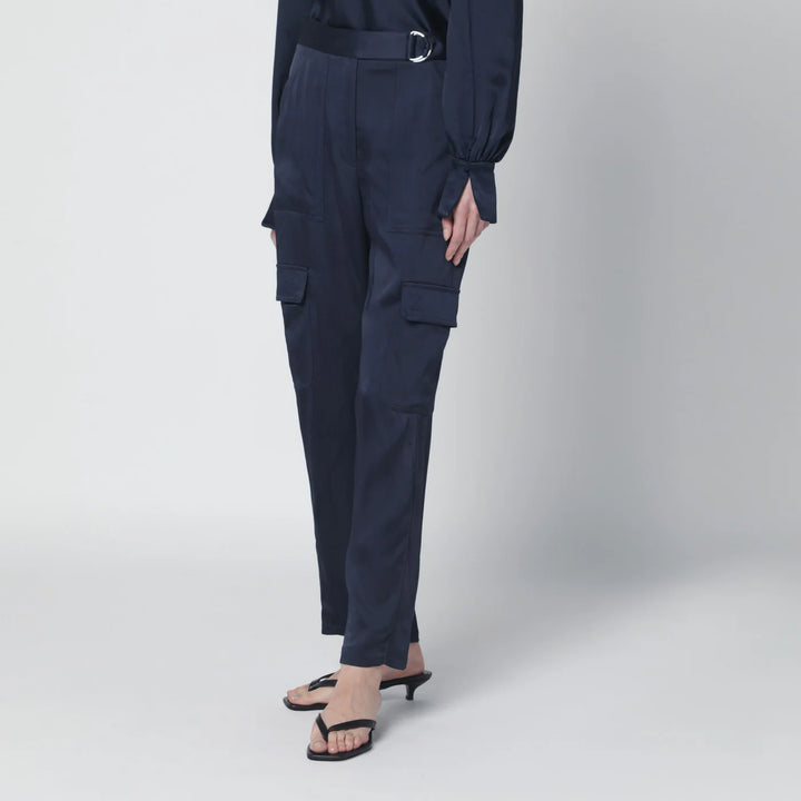 SIMKHAI - Carolina trousers in midnight blue shiny satin
