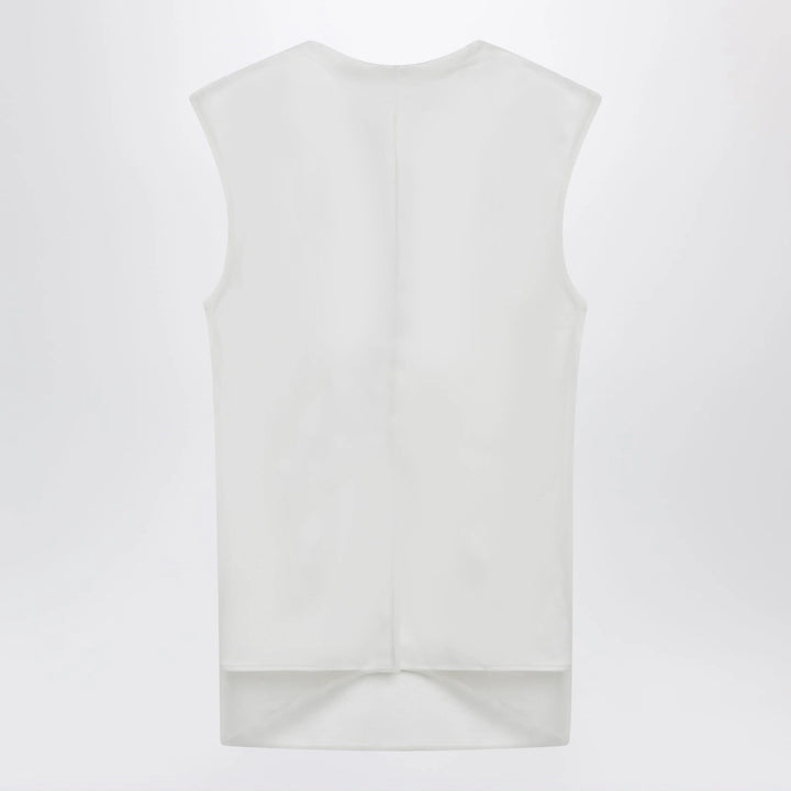 Sportmax - White double-layer top in satin and tulle