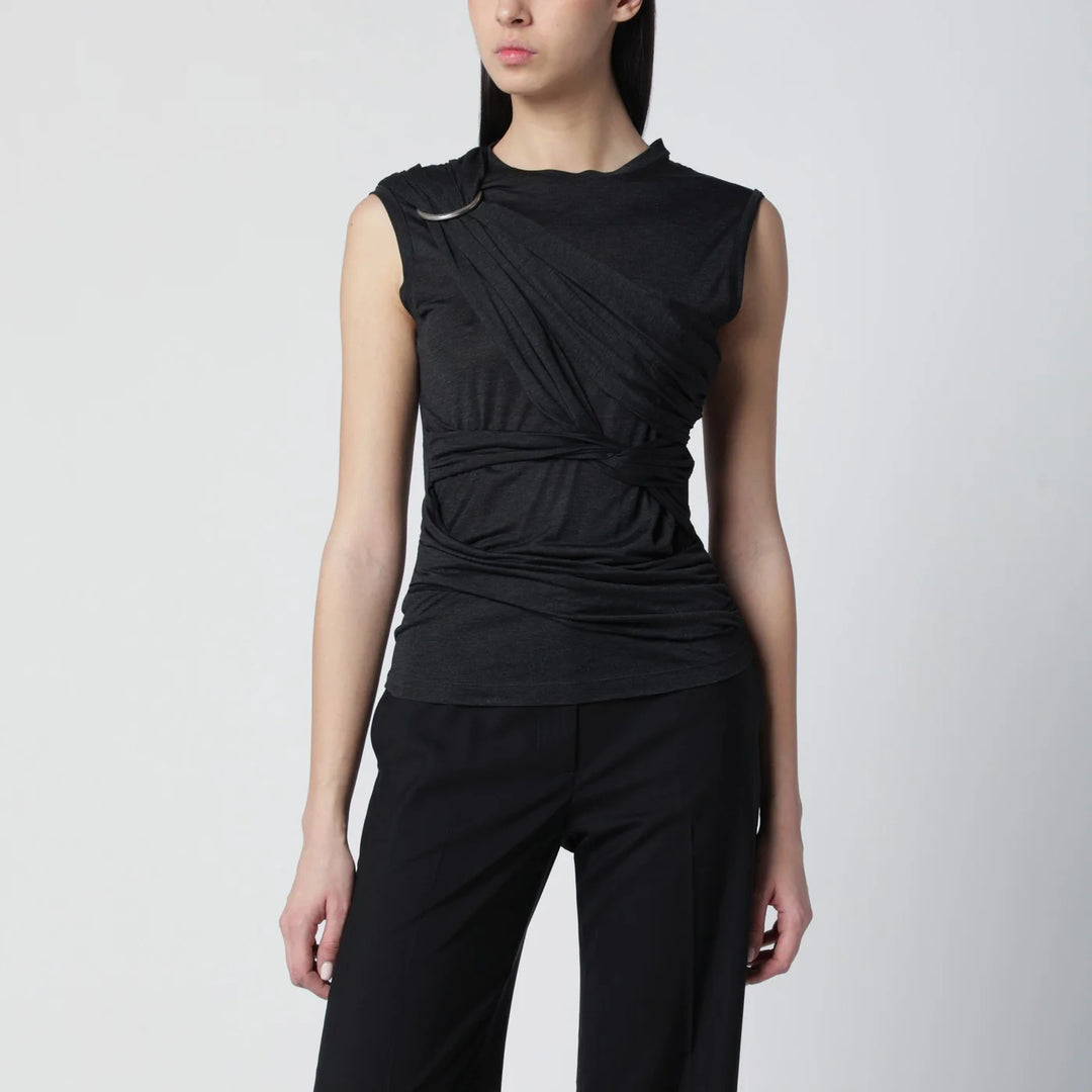 Durazzi Milano - Black mélange tank top with braided details