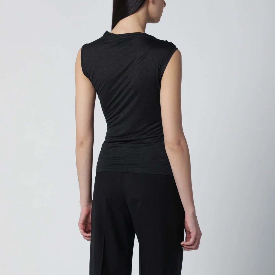 Durazzi Milano - Black mélange tank top with braided details