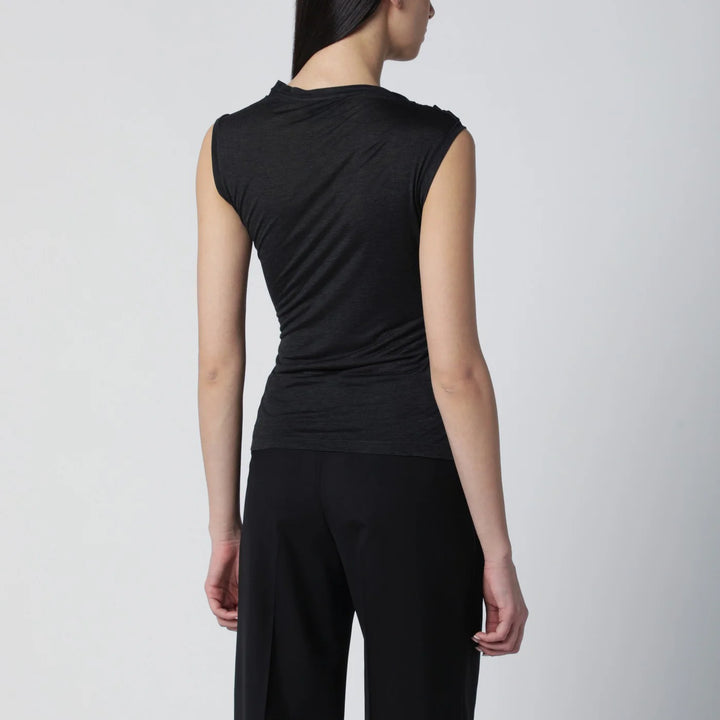 Durazzi Milano - Black mélange tank top with braided details