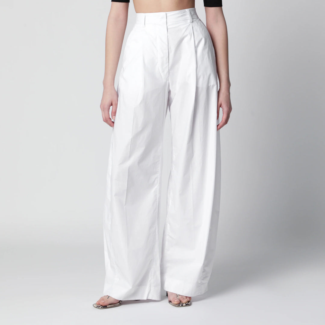 TheLatest - Axel pleated wide-leg cotton trousers in white