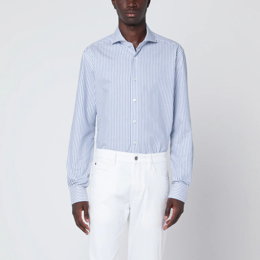 XACUS - White Tailor Fit striped Travel shirt