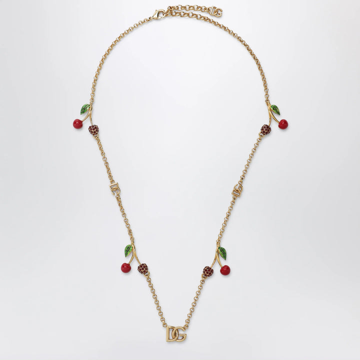 Dolce&amp;Gabbana - Gold-tone necklace with DG logo and cherry charms