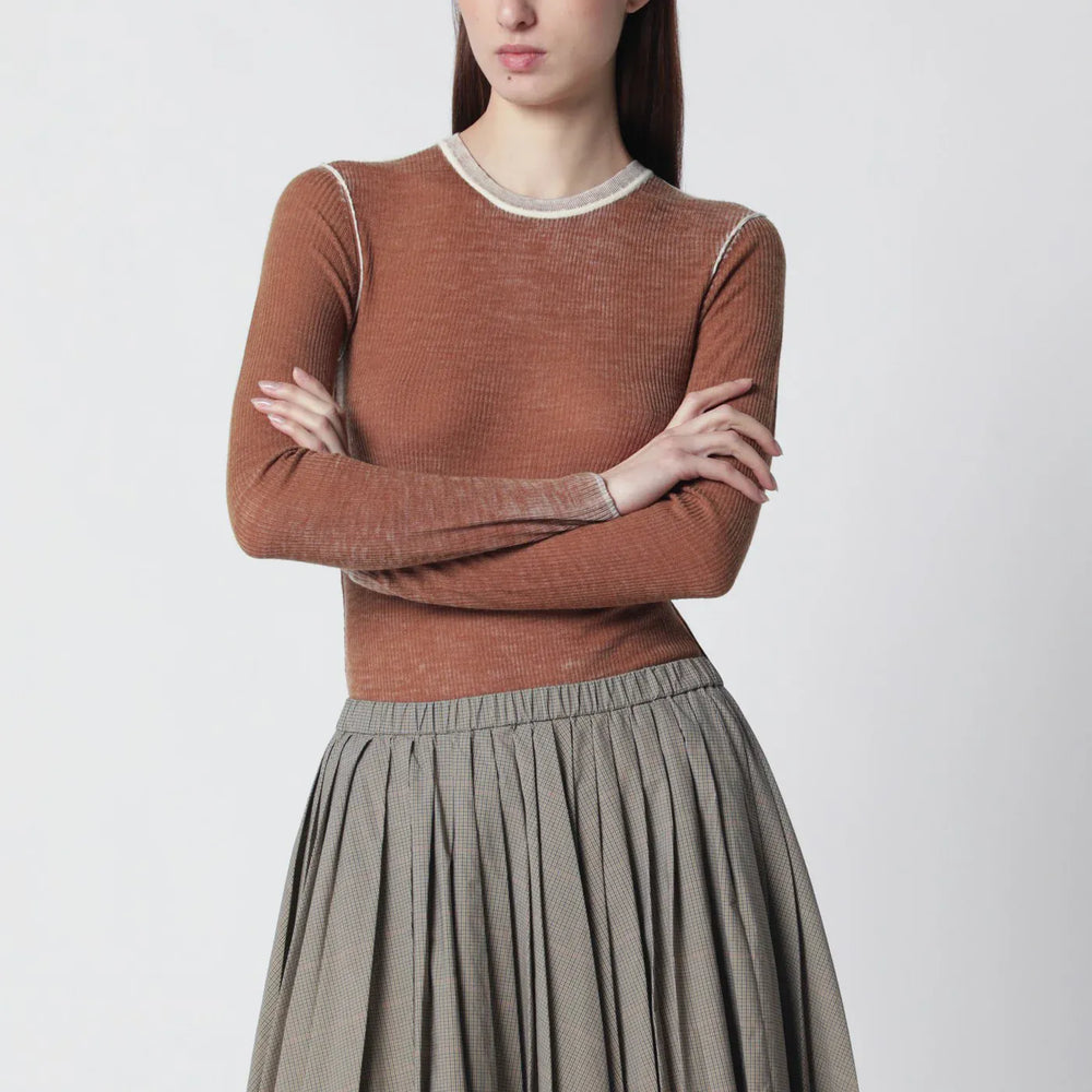 6397 - Ribbed desert-colored vintage-effect knit Brand Apparel & Accessories L