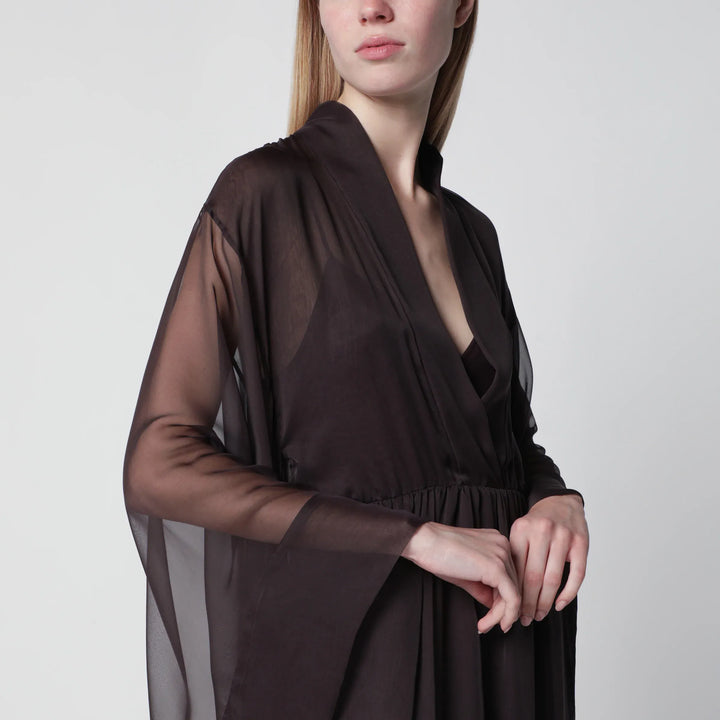 Alberta Ferretti - Long brown silk dress Brand Apparel &amp; Accessories