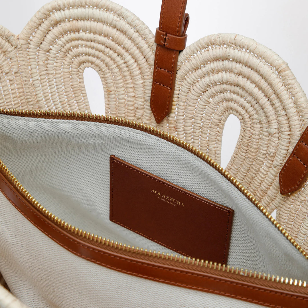 Aquazzura - Artiste medium raffia tote in natural and tan Brand Apparel &amp; Accessories U