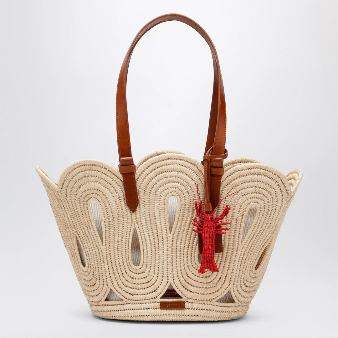 Aquazzura - Artiste medium raffia tote in natural and tan Brand Apparel & Accessories U
