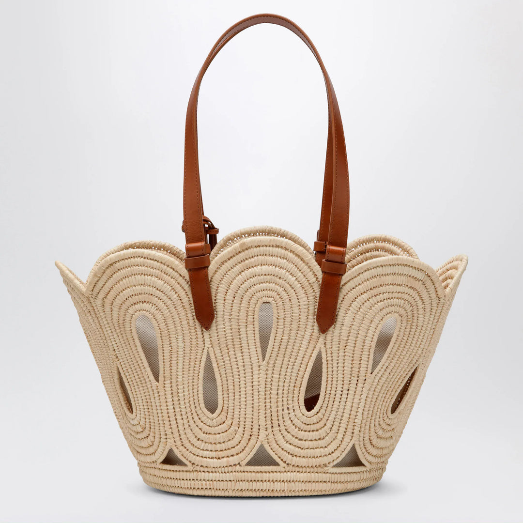 Aquazzura - Artiste medium raffia tote in natural and tan Brand Apparel &amp; Accessories U