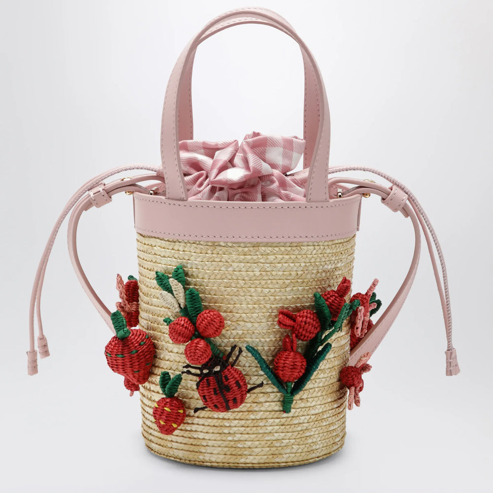 Aquazzura - Botanica mini bucket bag in raffia and leather Brand Apparel & Accessories TU