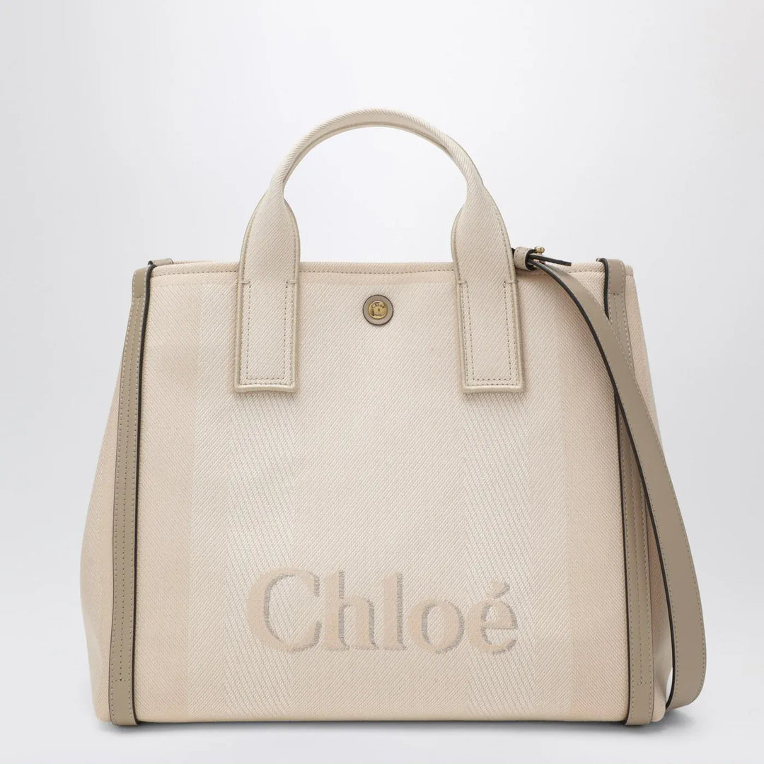 Chloé - Carry tote bag in pink beige striped canvas Brand Apparel &amp; Accessories TU