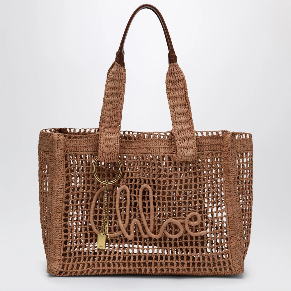 Chloé - East-West Summer Banana Tote Bag Summery Beige in Raffia Brand Apparel & Accessories TU