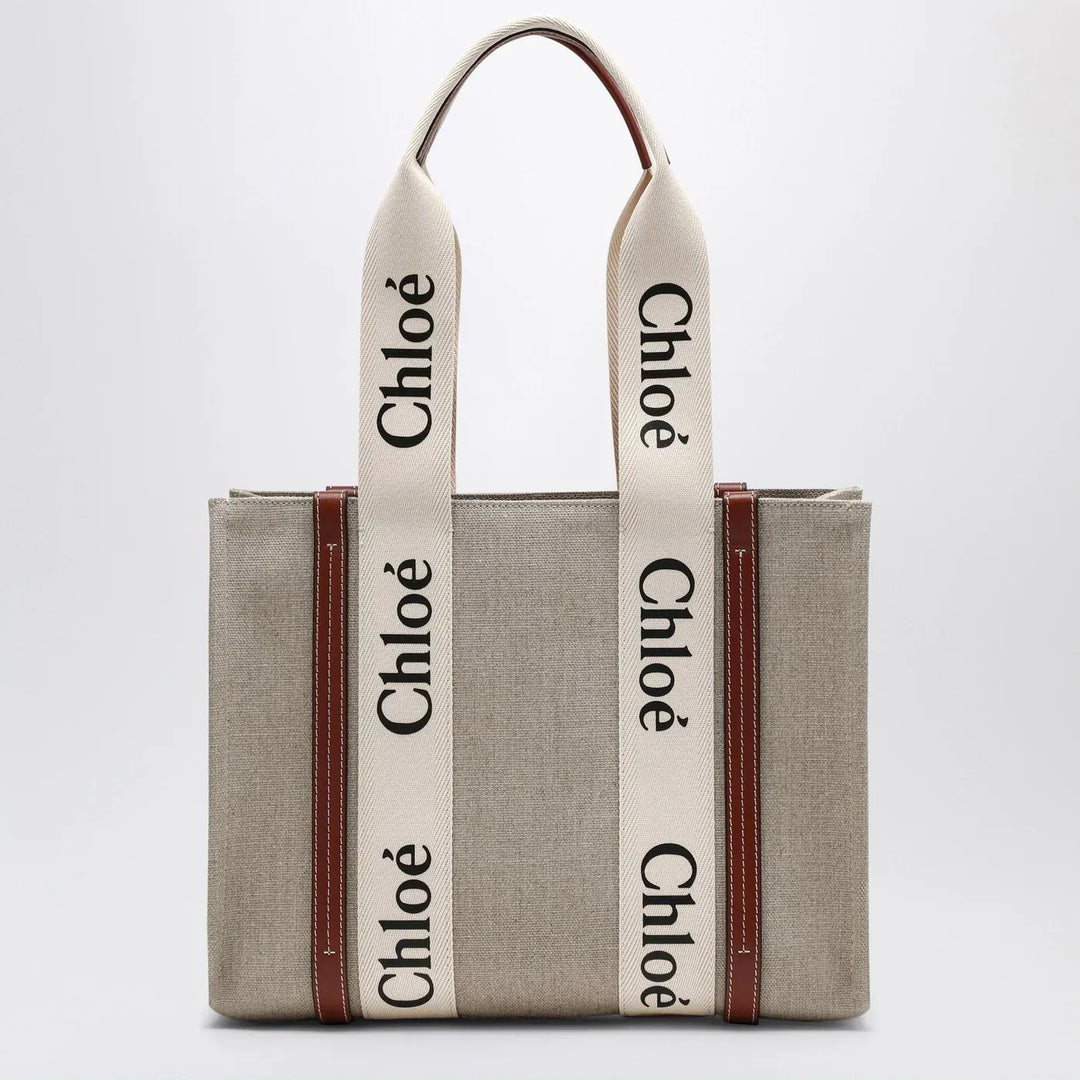 Chloé - Woody medium bag in beige canvas Brand Apparel &amp; Accessories TU