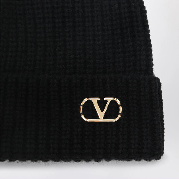 Valentino Garavani - Black Vlogo Signature cashmere beanie Brand Apparel &amp; Accessories > Clothing Accessories > Hats U