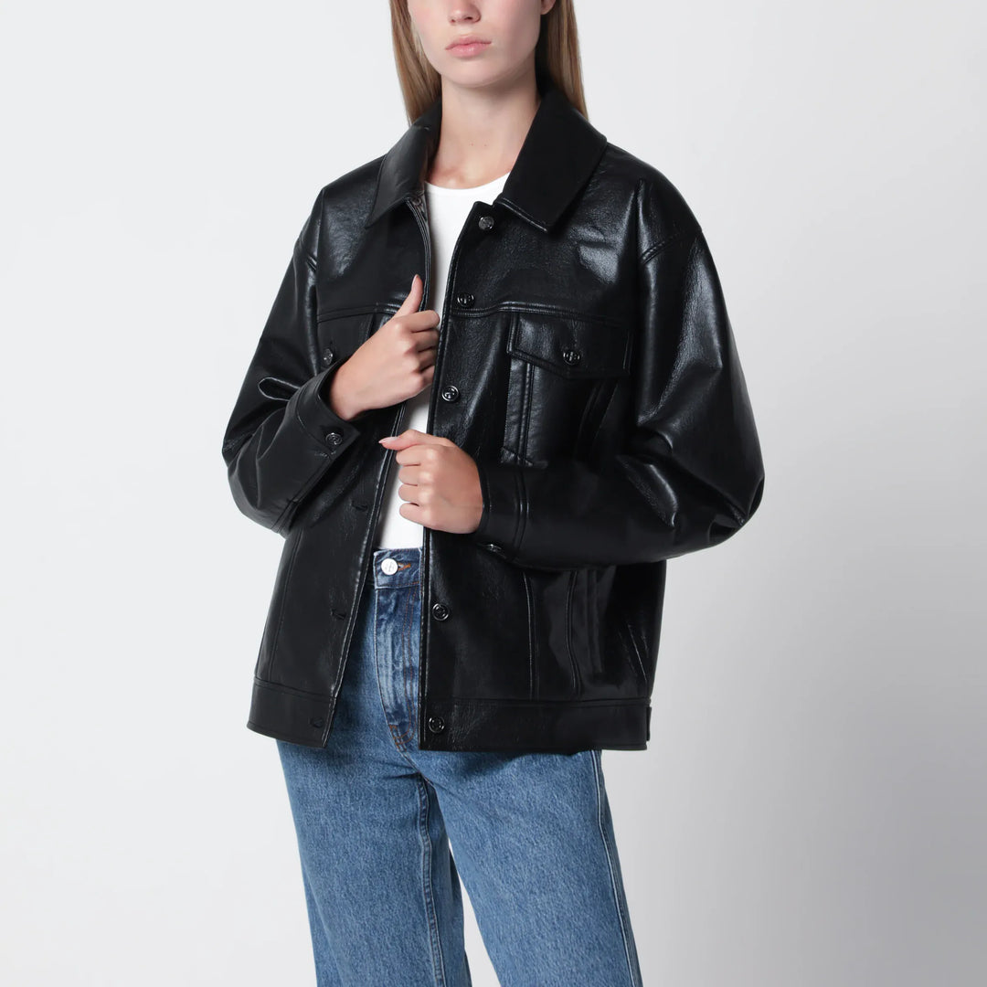 ANINE BING - Black regenerated leather jacket Brand Apparel &amp; Accessories > Clothing > Outerwear > Coats &amp; Jackets XS