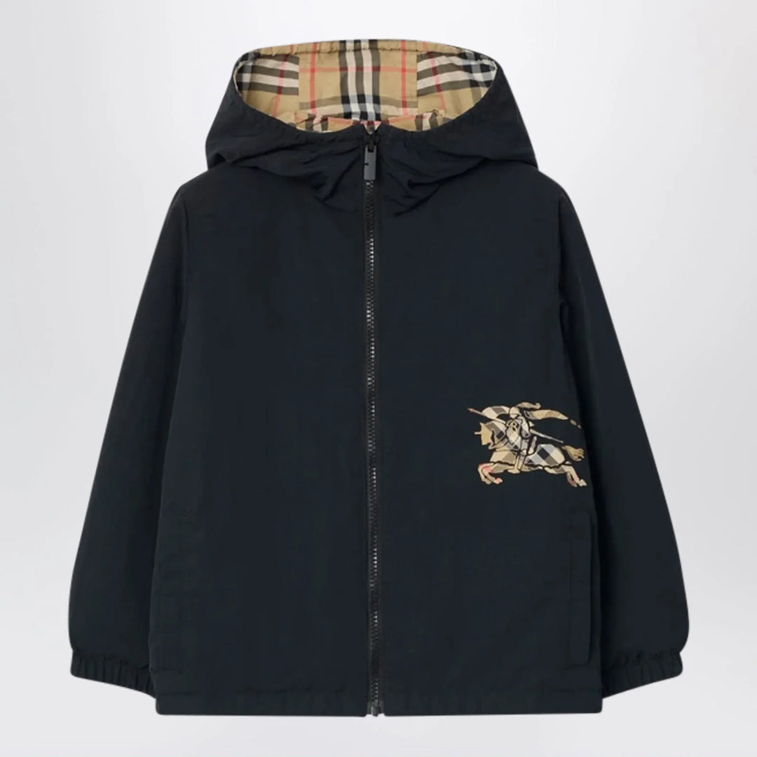 Burberry - Reversible check hooded nylon jacket in sand Brand Apparel & Accessories > Clothing > Outerwear > Coats & Jackets 6Y