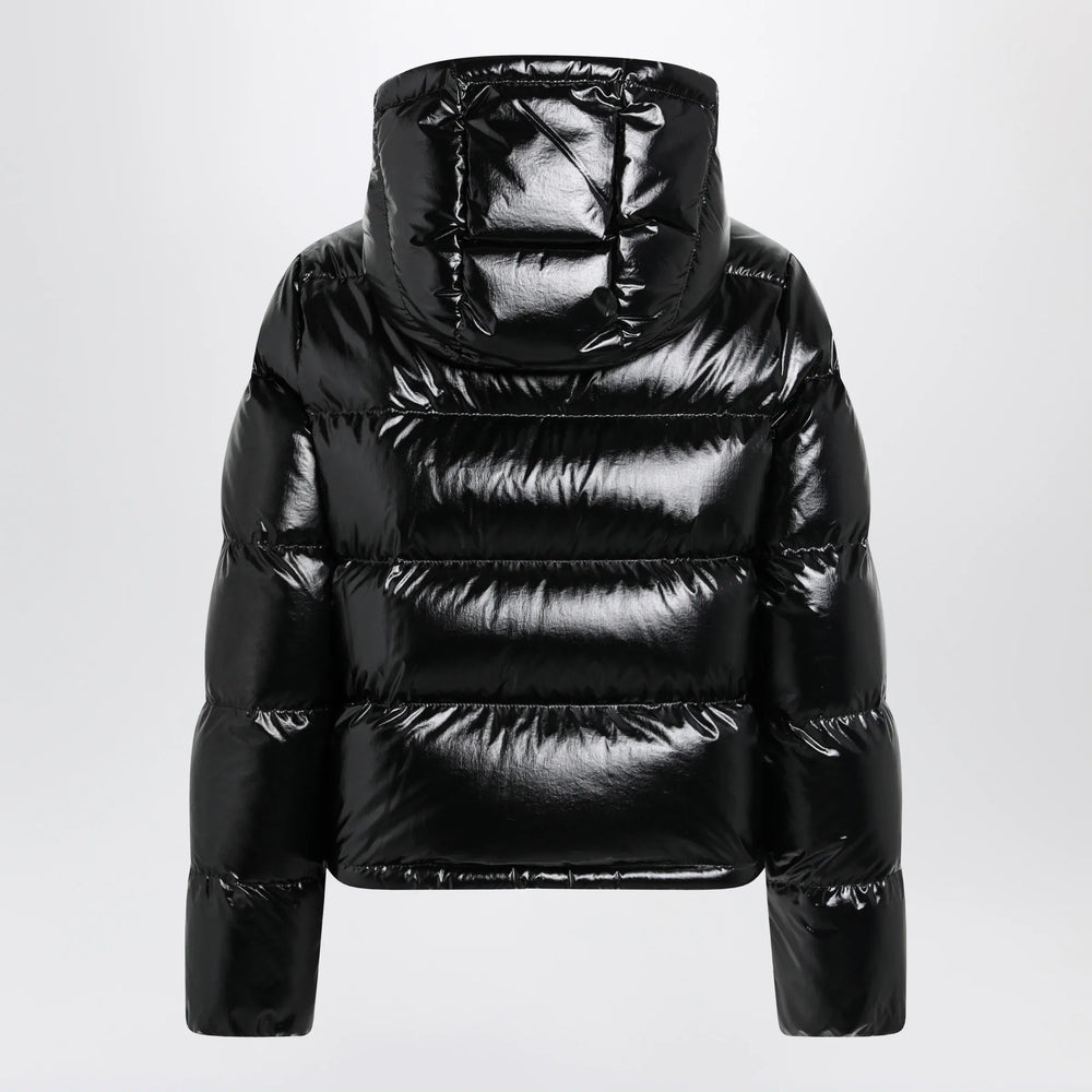Moncler - Niveole cropped down jacket in glossy nylon black Brand Apparel & Accessories > Clothing > Outerwear > Coats & Jackets