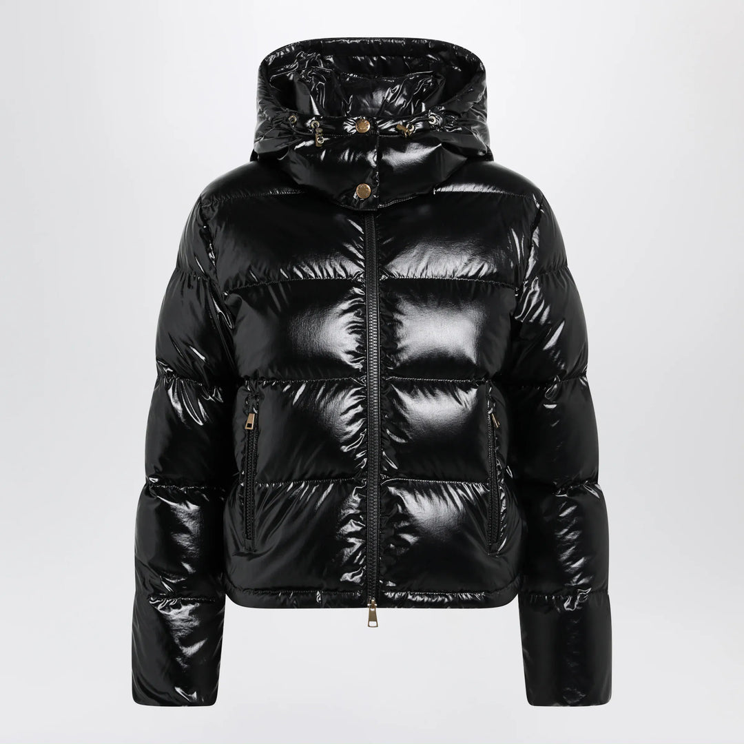 Moncler - Niveole cropped down jacket in glossy nylon black Brand Apparel &amp; Accessories > Clothing > Outerwear > Coats &amp; Jackets