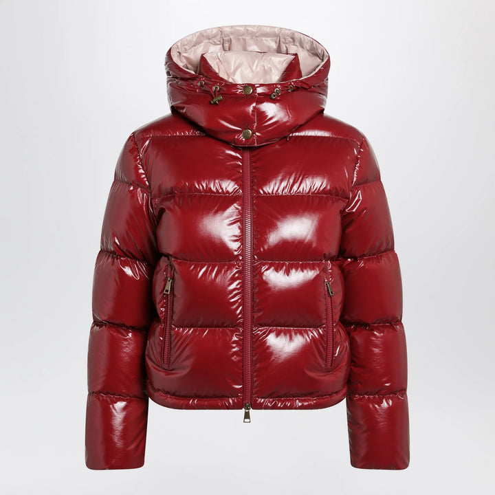 Moncler - Niveole cropped down jacket in glossy nylon red Brand Apparel &amp; Accessories > Clothing > Outerwear > Coats &amp; Jackets 1