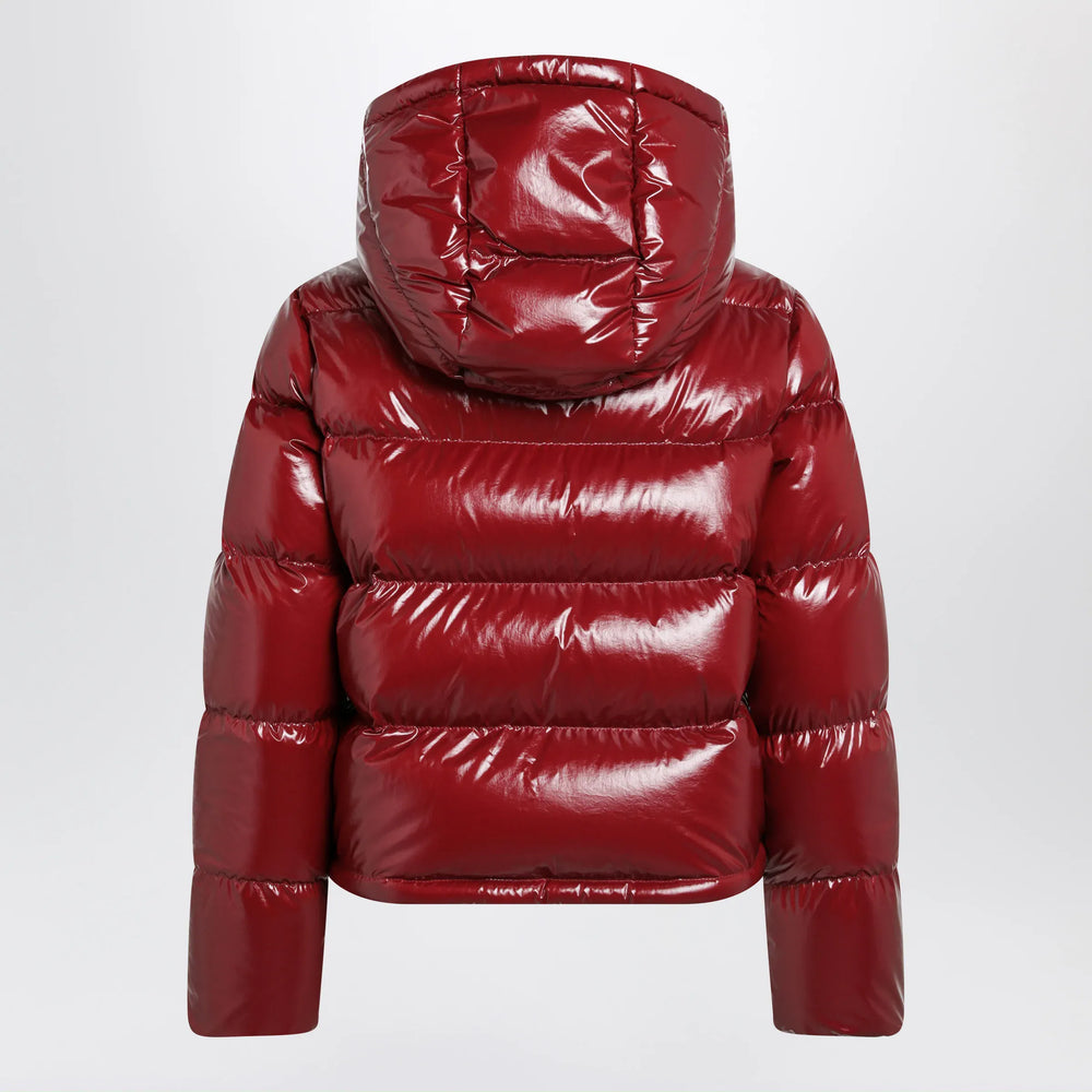 Moncler - Niveole cropped down jacket in glossy nylon red Brand Apparel & Accessories > Clothing > Outerwear > Coats & Jackets
