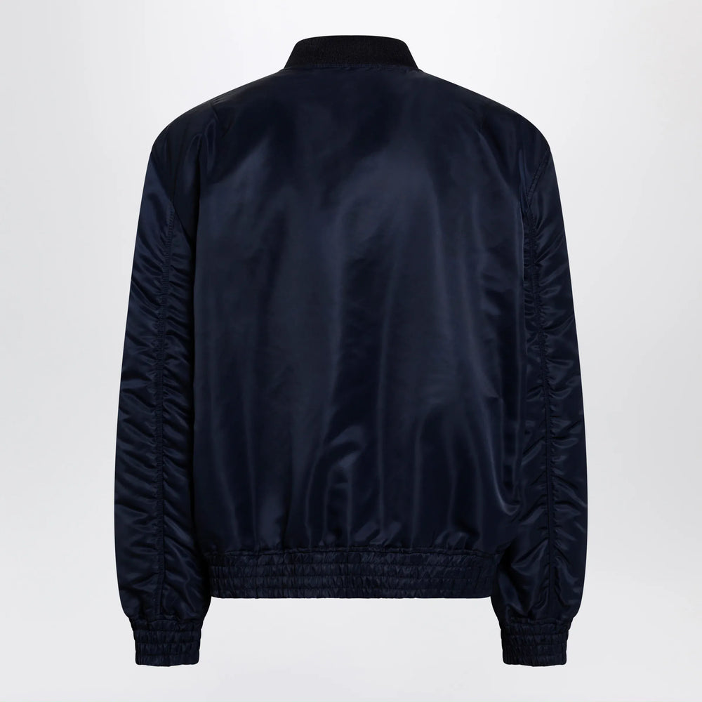 Valentino - Shiny navy blue zip-up bomber jacket with Vlogo Brand Apparel & Accessories > Clothing > Outerwear > Coats & Jackets