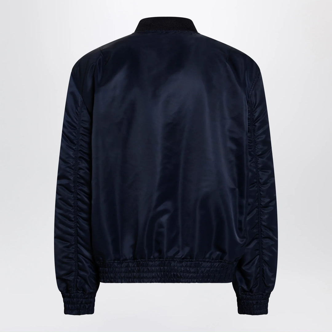 Valentino - Shiny navy blue zip-up bomber jacket with Vlogo Brand Apparel &amp; Accessories > Clothing > Outerwear > Coats &amp; Jackets