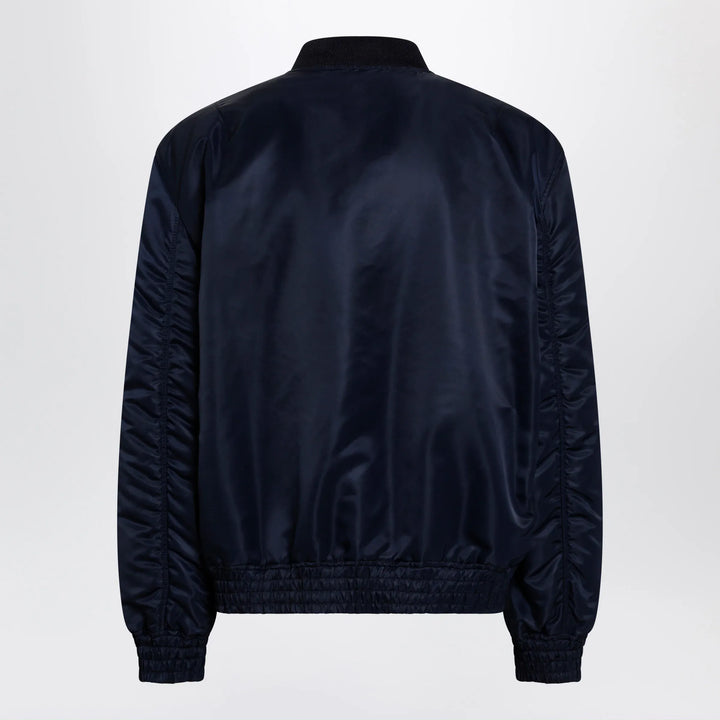 Valentino - Shiny navy blue zip-up bomber jacket with Vlogo Brand Apparel &amp; Accessories > Clothing > Outerwear > Coats &amp; Jackets