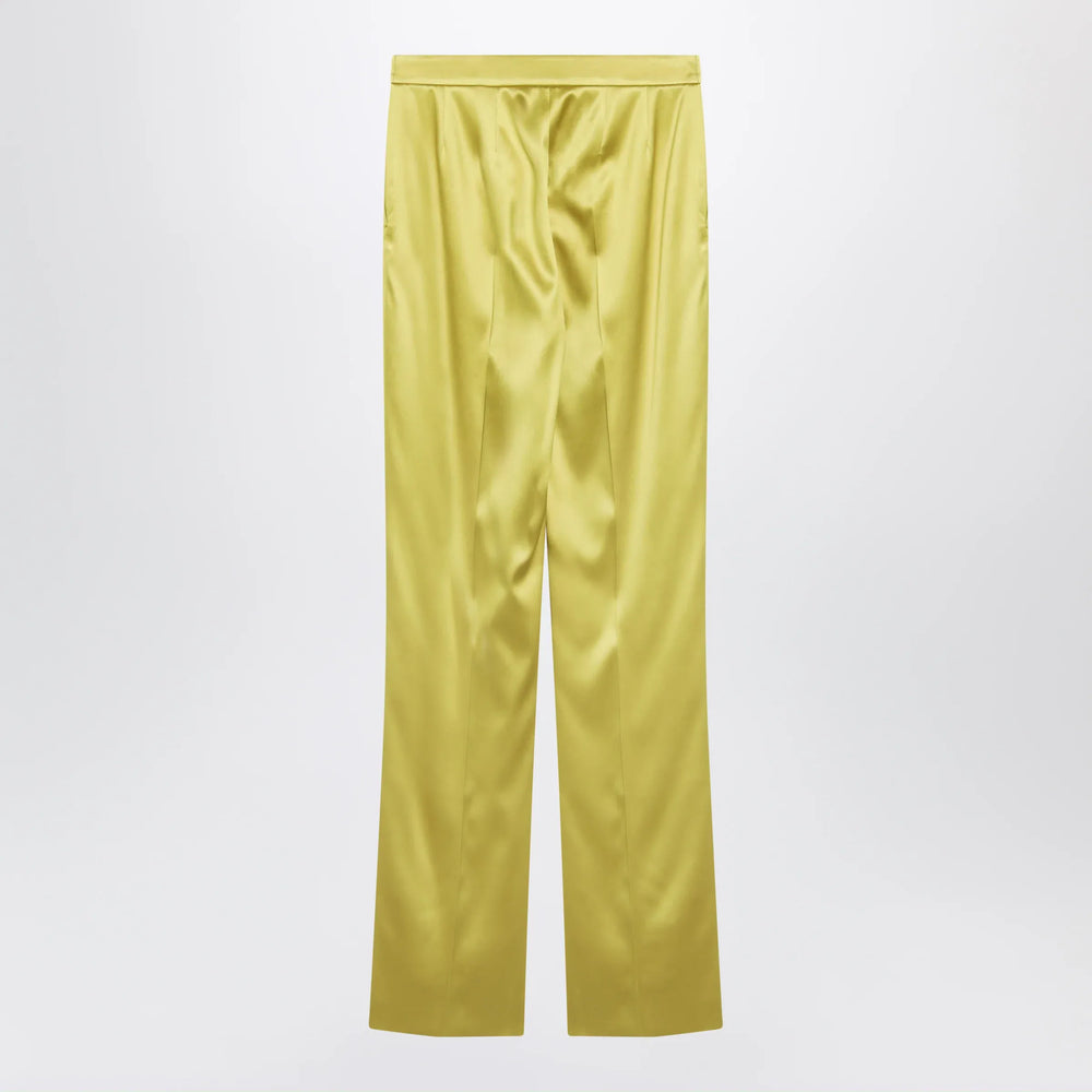 Valentino - Avocado-colored trousers in shiny silk blend Brand Apparel & Accessories > Clothing > Pants 42  IT