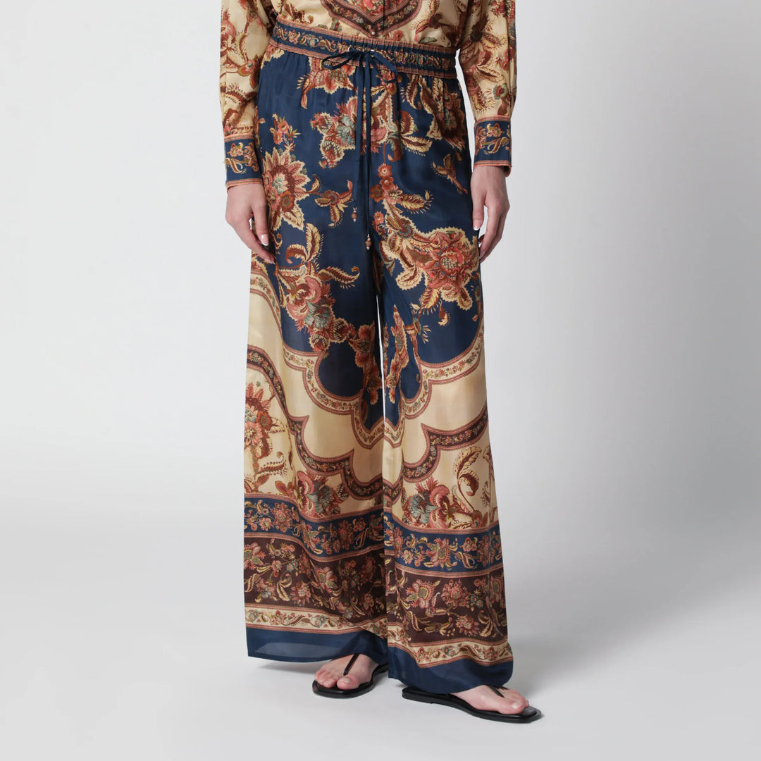 ZIMMERMANN - Aster navy Jacobean trousers Brand Apparel & Accessories > Clothing > Pants 1