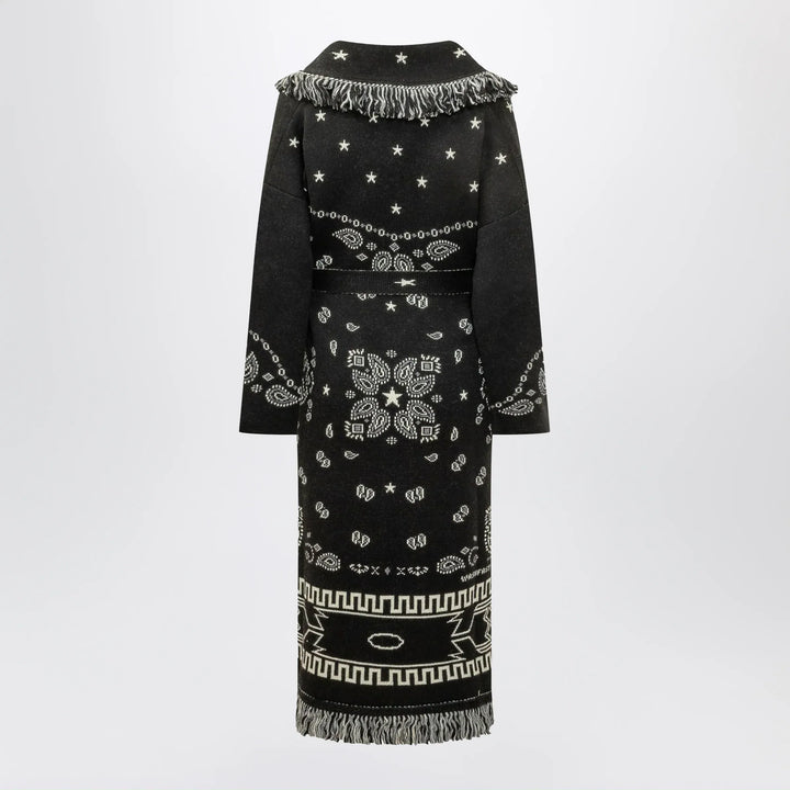 Alanui - Black long Bandana jacquard cardigan Brand Apparel &amp; Accessories > Clothing > Shirts &amp; Tops M