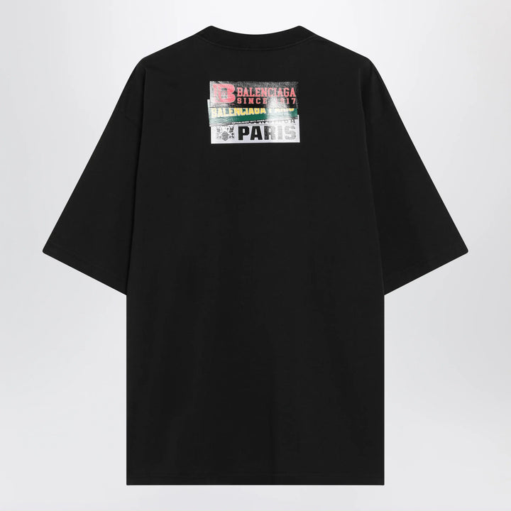 Balenciaga - Bumper Stickers medium-fit cotton T-shirt in black Brand Apparel &amp; Accessories > Clothing > Shirts &amp; Tops