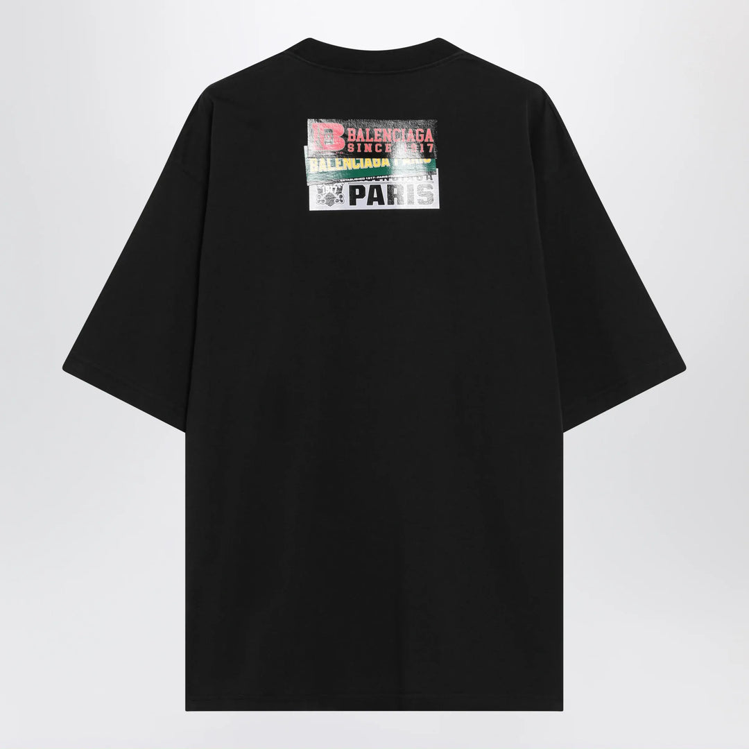 Balenciaga - Bumper Stickers medium-fit cotton T-shirt in black Brand Apparel &amp; Accessories > Clothing > Shirts &amp; Tops