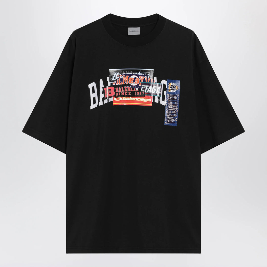 Balenciaga - Bumper Stickers medium-fit cotton T-shirt in black Brand Apparel &amp; Accessories > Clothing > Shirts &amp; Tops S