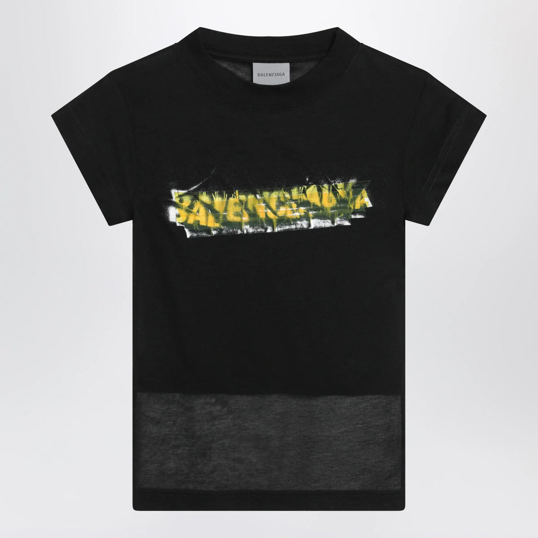 Balenciaga - Messy Spray T-shirt with cut-out back in cotton black Brand Apparel & Accessories > Clothing > Shirts & Tops XS