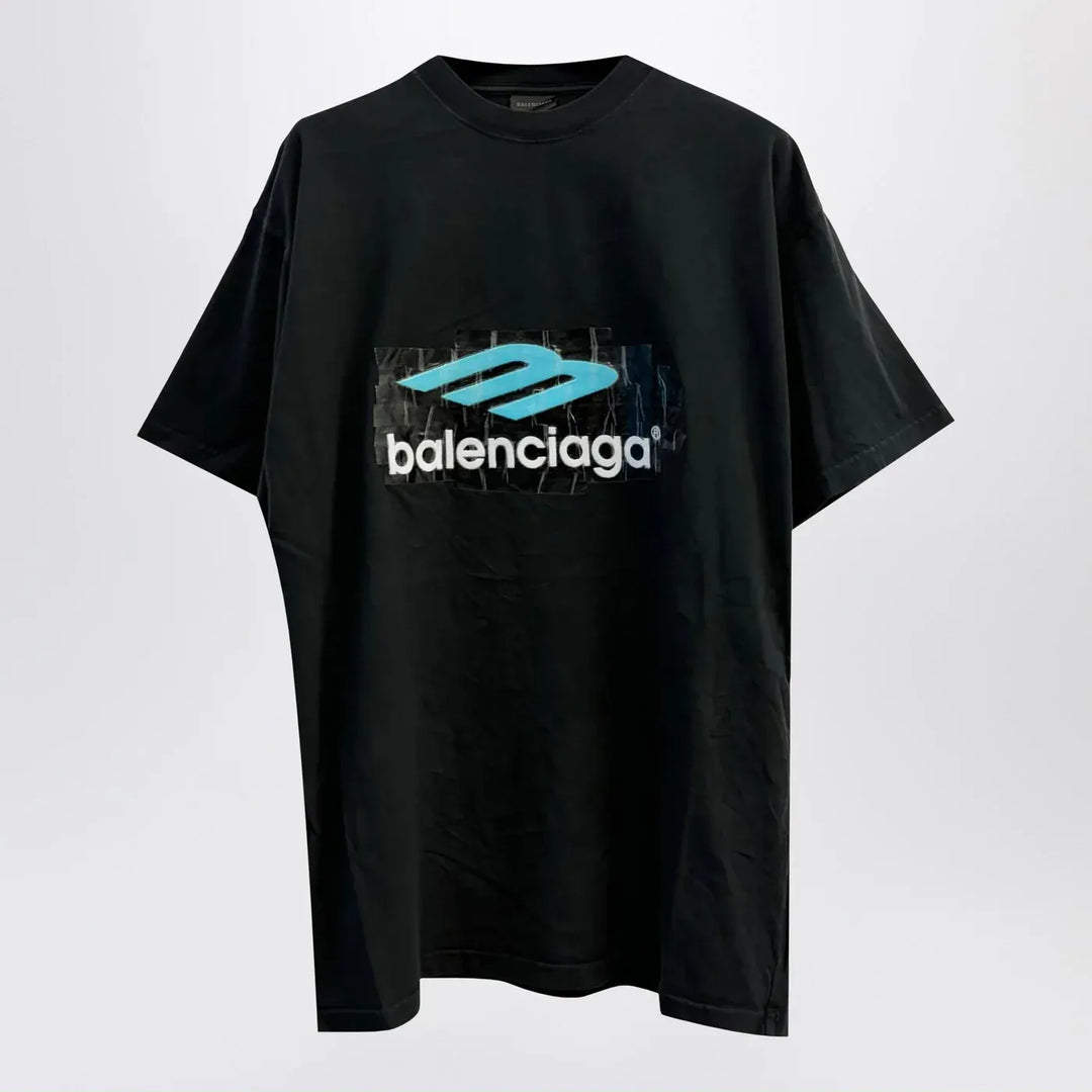 Balenciaga - Oversized washed black 3B T-shirt Brand Apparel &amp; Accessories > Clothing > Shirts &amp; Tops XL