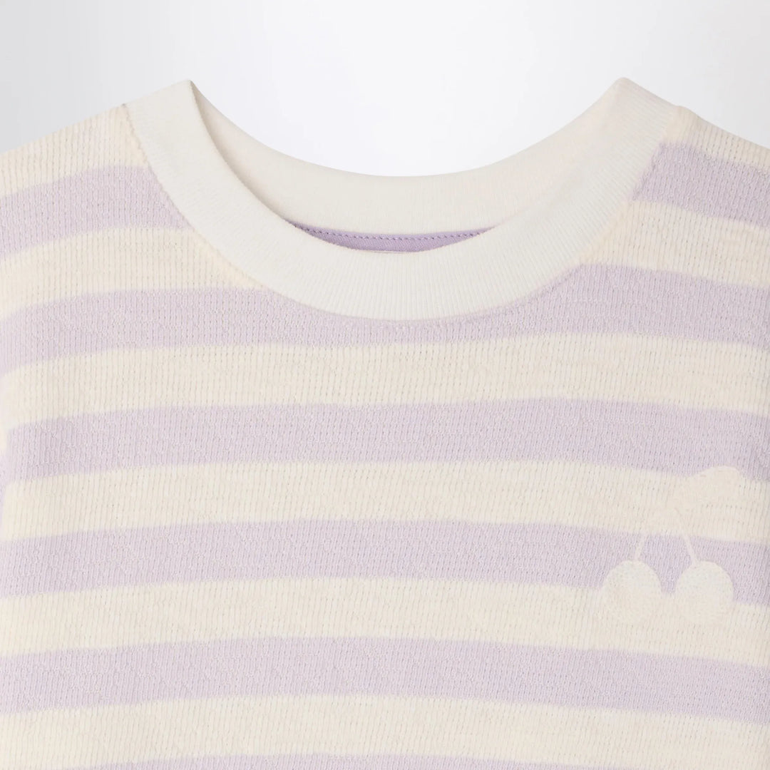 Bonpoint - Farah lilac/ivory striped T-shirt Brand Apparel &amp; Accessories > Clothing > Shirts &amp; Tops