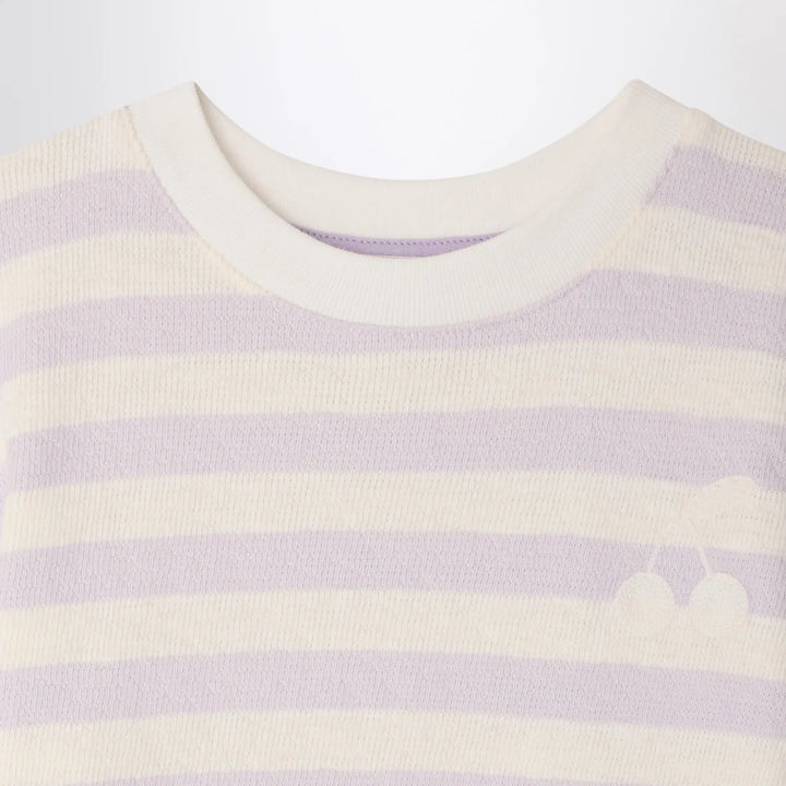 Bonpoint - Farah lilac/ivory striped T-shirt Brand Apparel &amp; Accessories > Clothing > Shirts &amp; Tops