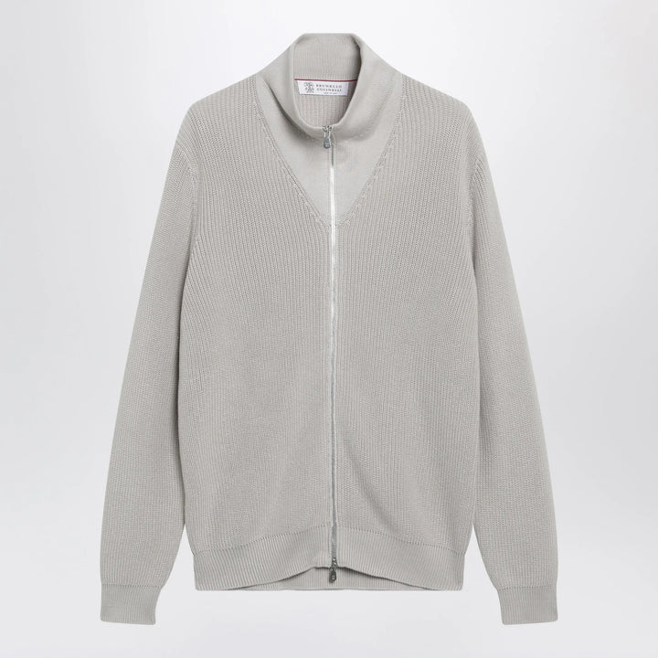 Brunello Cucinelli - Jute-colored cotton zip-up cardigan Brand Apparel &amp; Accessories > Clothing > Shirts &amp; Tops 50 IT