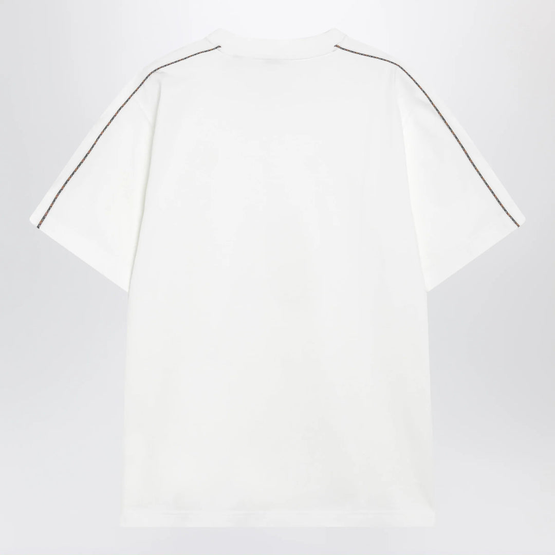 Burberry - Cotton T-shirt with Check trim in Chalk Brand Apparel &amp; Accessories > Clothing > Shirts &amp; Tops