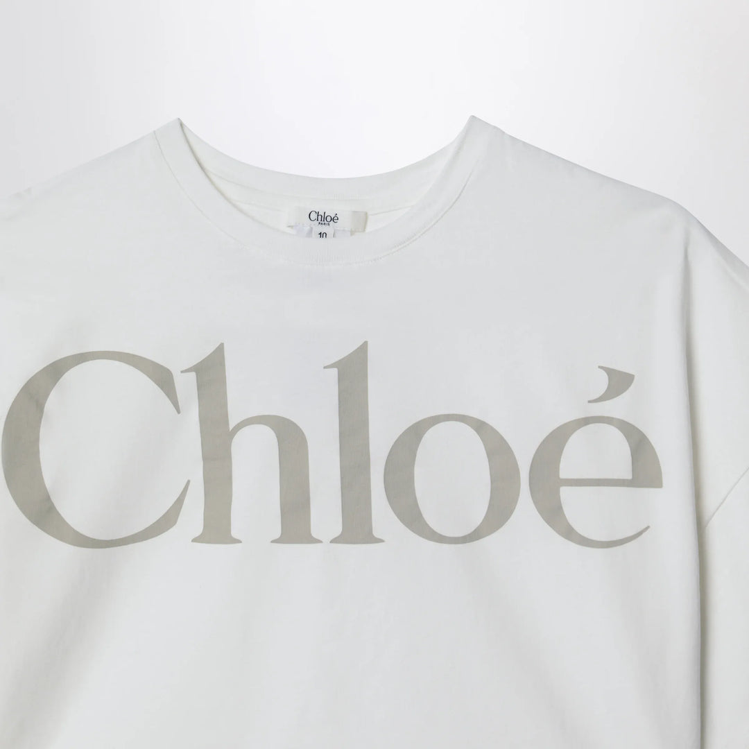 Chloé - White cropped T-shirt with logo print Brand Apparel &amp; Accessories > Clothing > Shirts &amp; Tops 14
