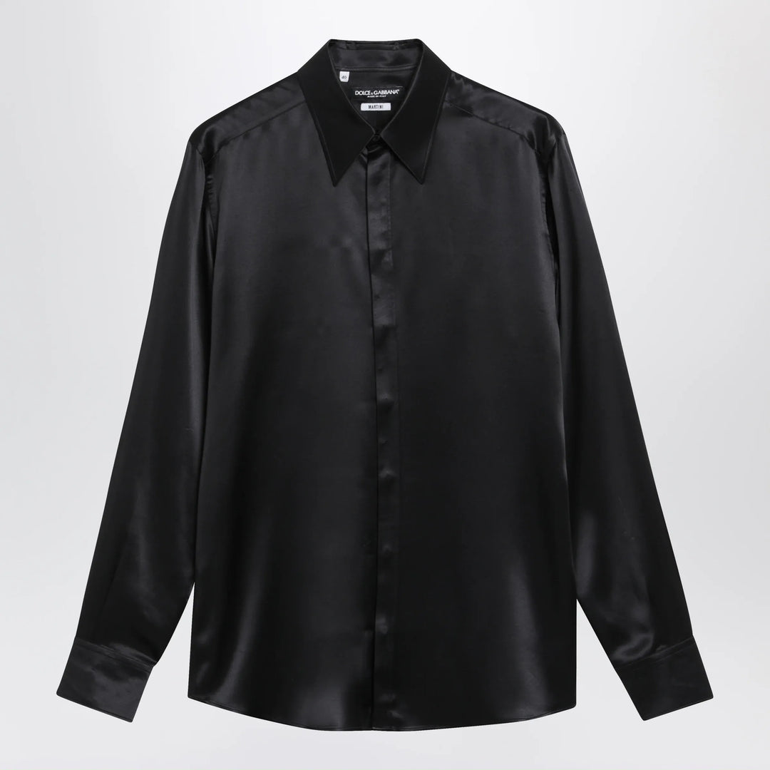 Dolce&amp;Gabbana - Martini silk satin shirt in black Brand Apparel &amp; Accessories > Clothing > Shirts &amp; Tops 40