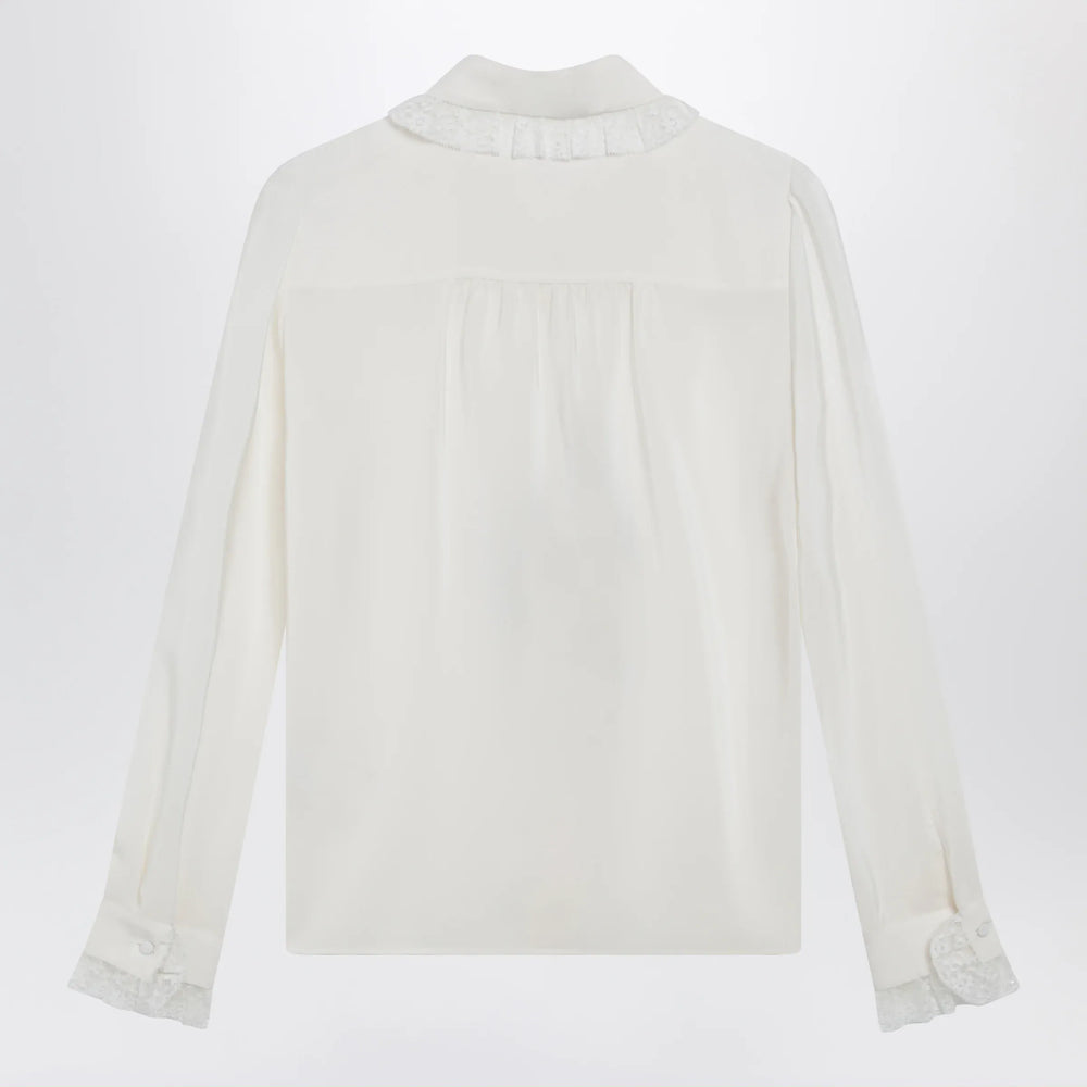 Dolce&Gabbana - Silk and lace shirt with ruffles Brand Apparel & Accessories > Clothing > Shirts & Tops 42  IT