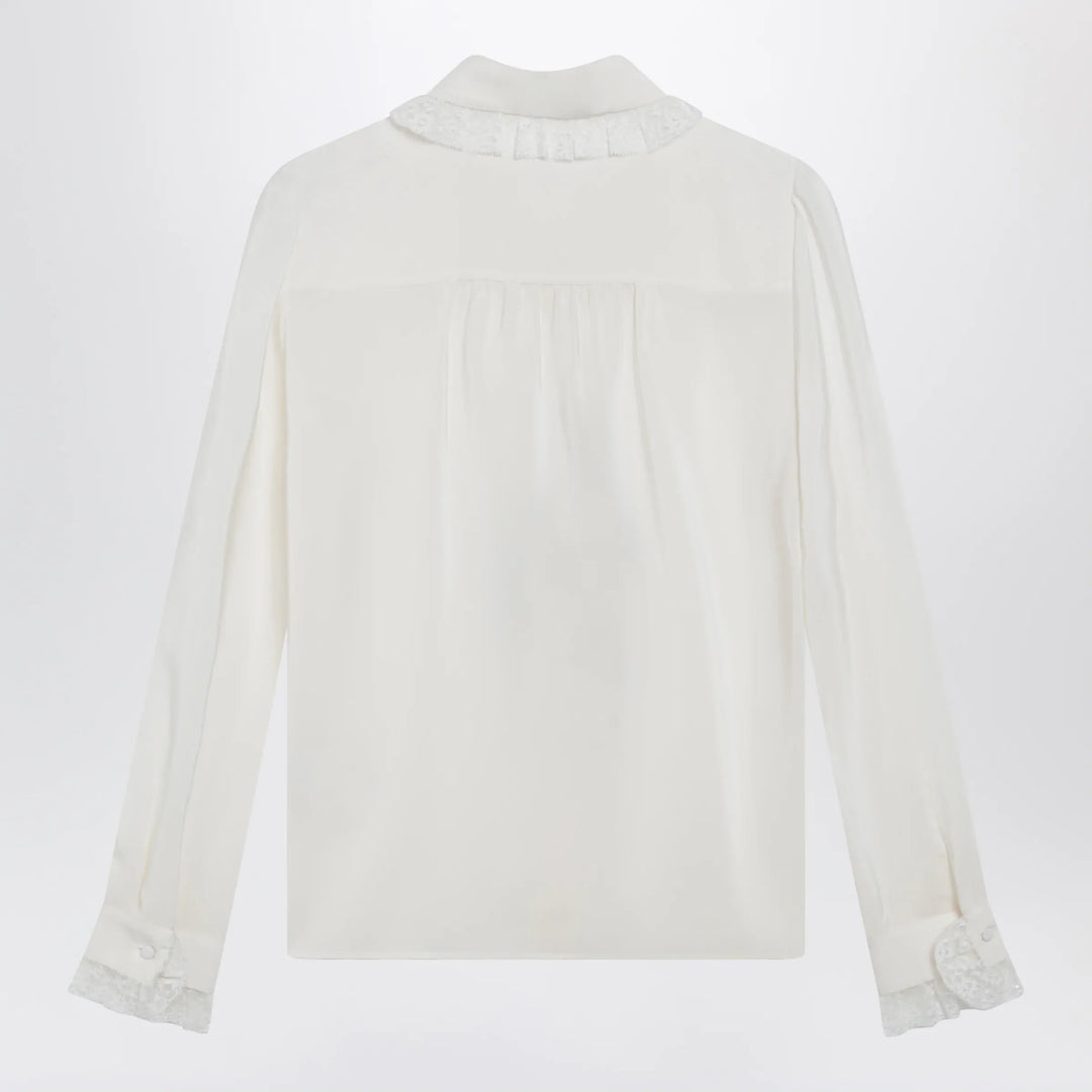 Dolce&amp;Gabbana - Silk and lace shirt with ruffles Brand Apparel &amp; Accessories > Clothing > Shirts &amp; Tops 42  IT