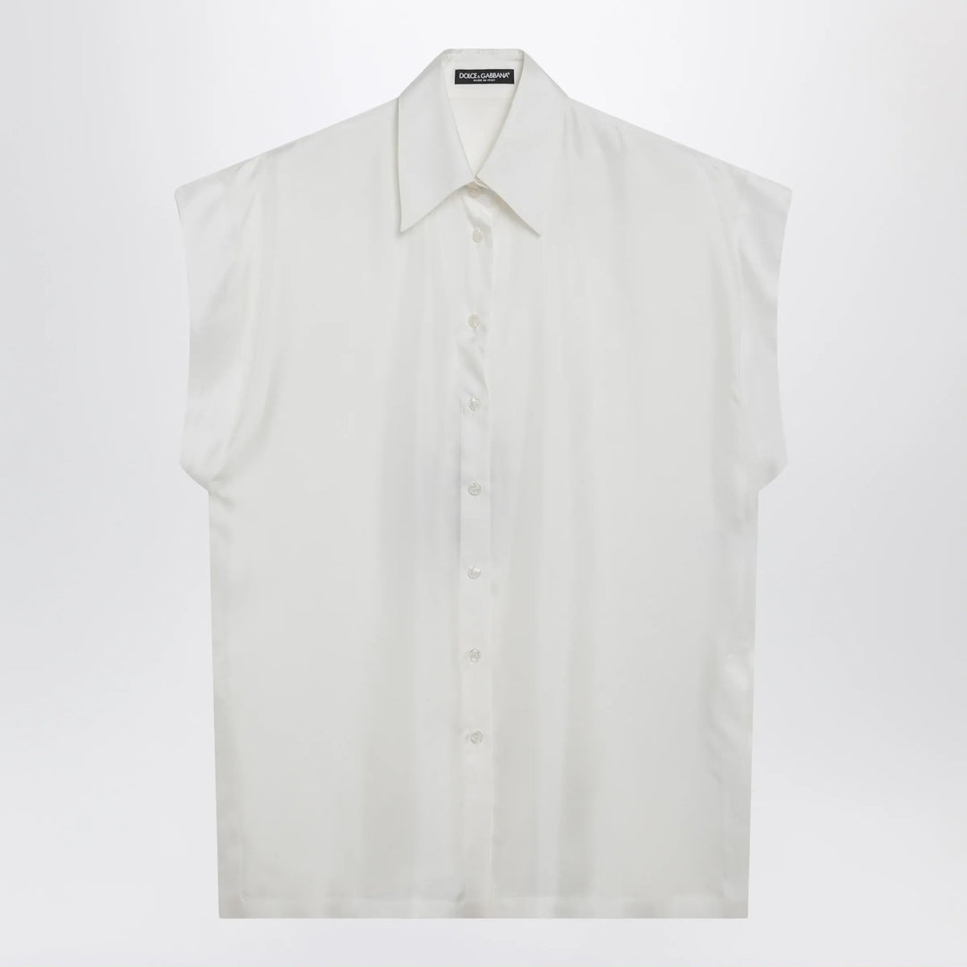 Dolce&amp;Gabbana - Silk twill shirt with butterfly sleeves in natural white Brand Apparel &amp; Accessories > Clothing > Shirts &amp; Tops 42  IT